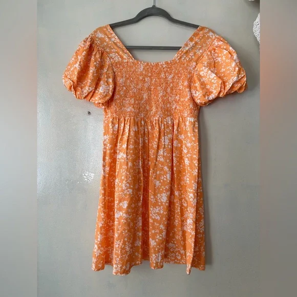 Jessica Simpson bright colorful orange mini dress spring flirty - Picture 5 of 7